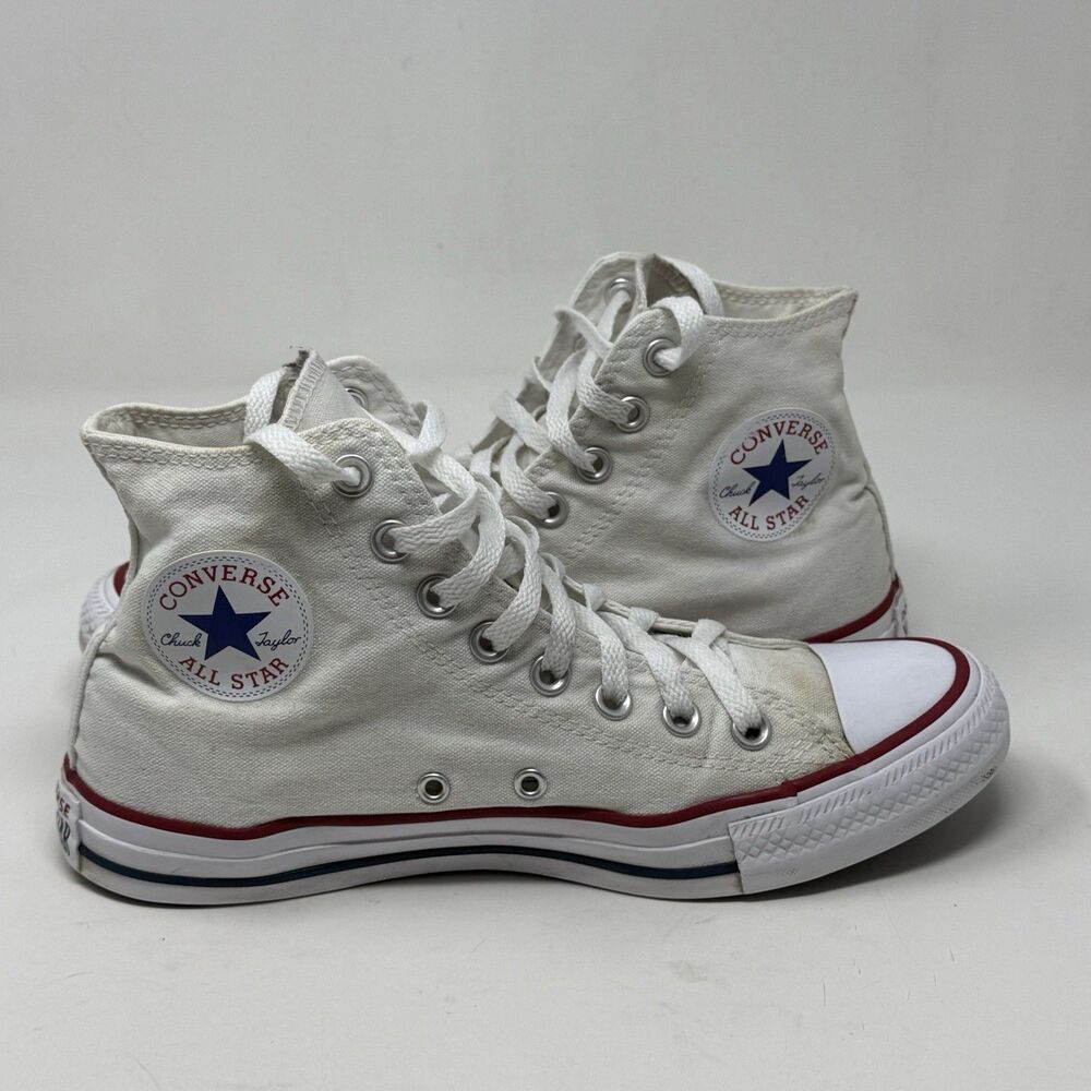 Converse All Star Chuck Taylor High Top Shoes Womens 9 White Canvas Sneakers